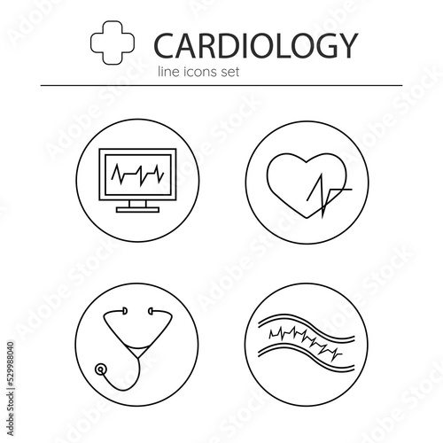 cardiology line icons set