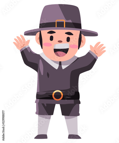 Gentleman wearing irish dwarf costume in black color with hat