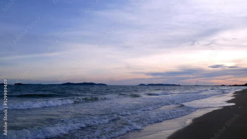 Landscapes view of beach sea sand and sky in summer day.