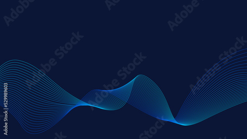 Gradient Wave of line on blue and old navy background. Creative neon colors. Modern abstract. Business and Digital concept. Futuristic Innovation background.