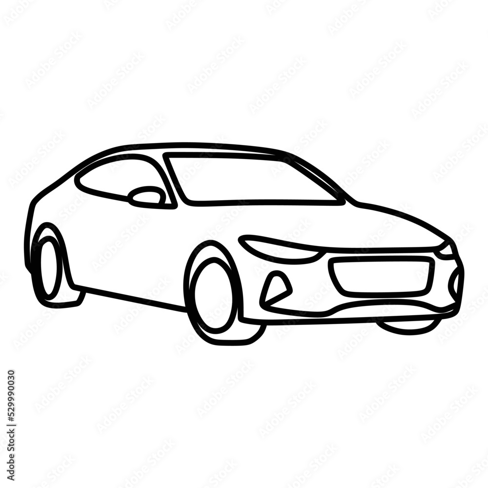 simple line art short car icon