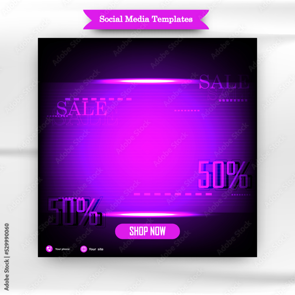 Fototapeta premium Post templates for social media ads, Square web banners for electronic product ads.