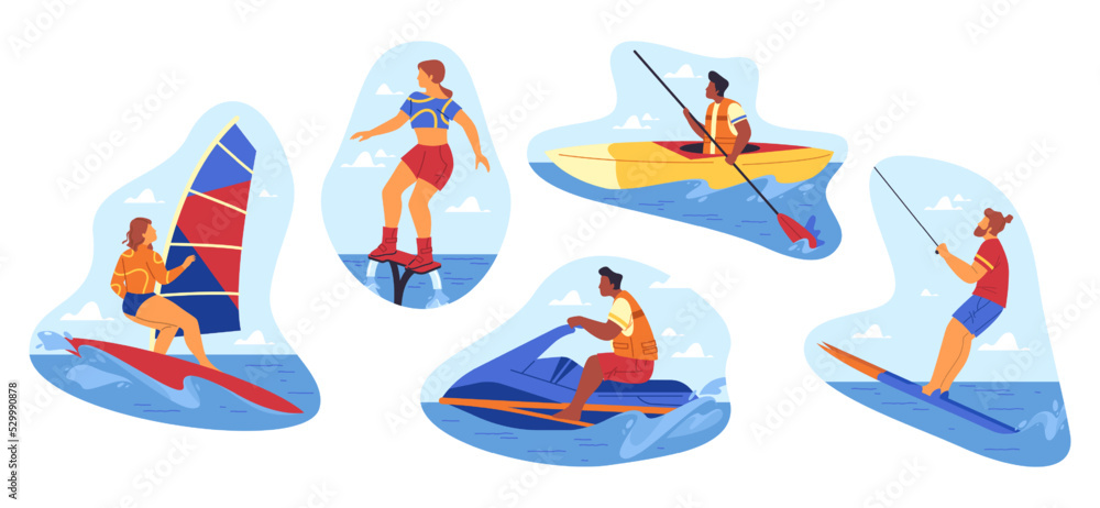 Summer water recreation or watersport, vector icon Summer water recreation or watersport, vector icon
