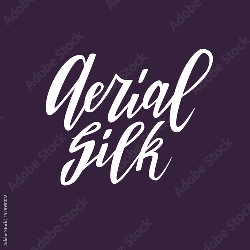 Aerial Silk hand lettering text. Air gymnastics logo, print or badge. Vector.