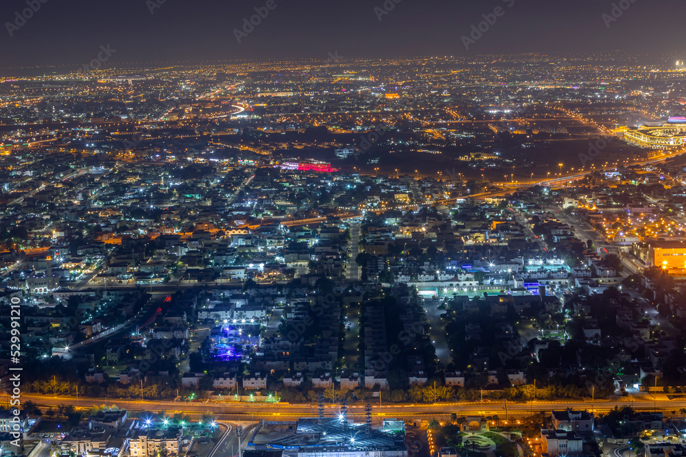 Aeral View of Doha City after sunset