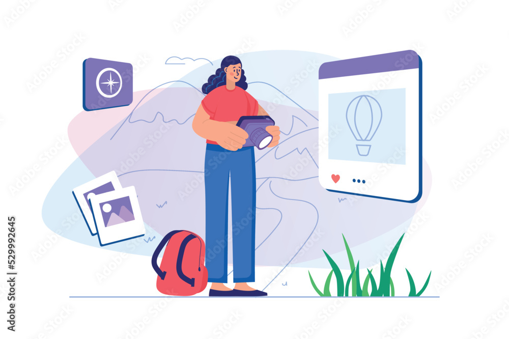 Travel concept with people scene. Vector illustration Travel concept with people scene. Vector illustration