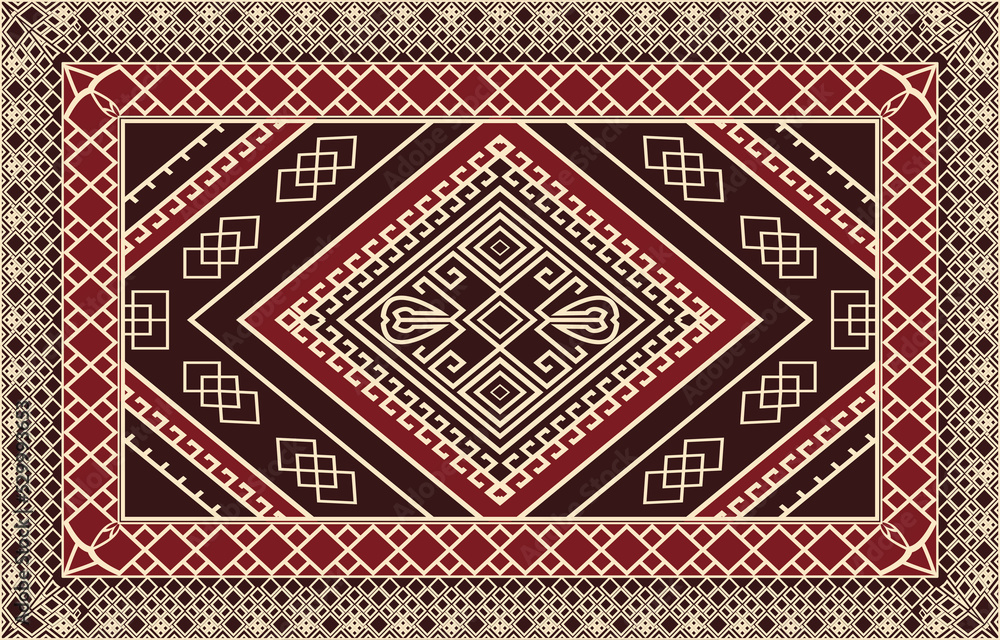 Persian carpet original design, tribal vector texture. Easy to edit and change 3 colors 