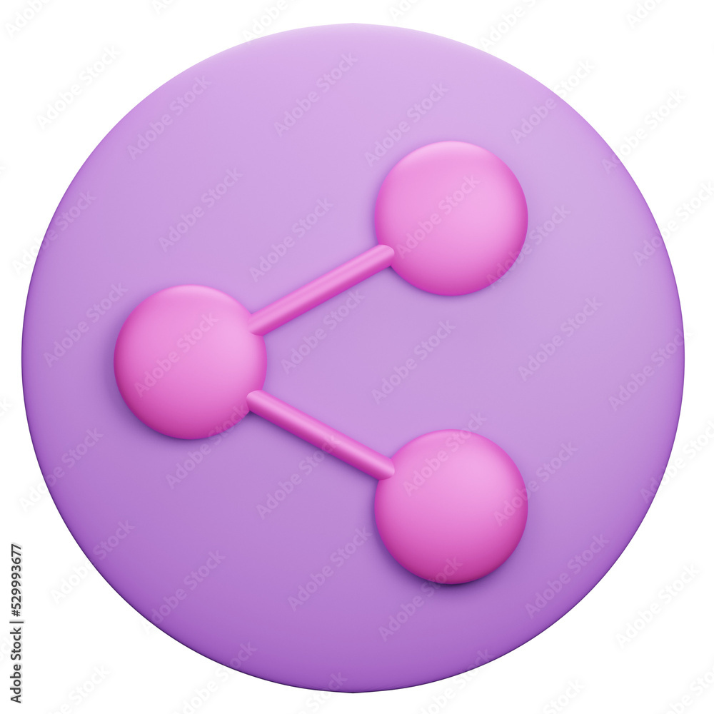 3d rendering of purple pink share button 3d rendering of purple pink share button