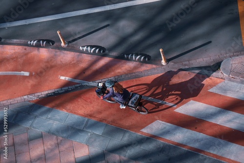 cyclist on the street, bicycle mode of transportation in Bilbao city