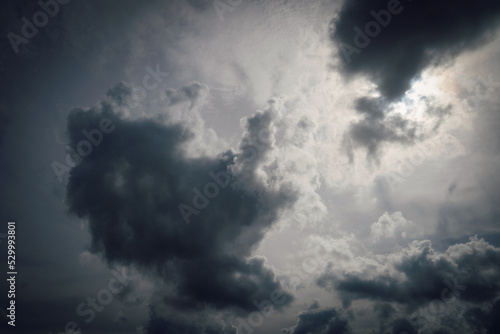 Dramatic storm clouds on sky, Natural background