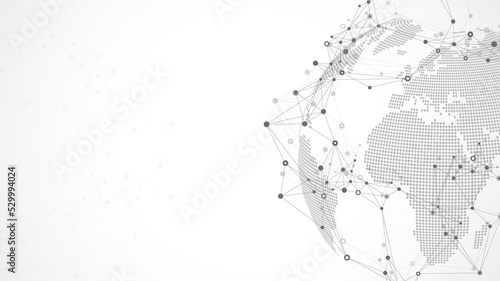 Global communication network concept illustration. Social network communication in the global business. Big data visualization. Internet technology