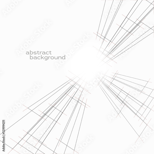 Black rectangular lines outline shapes on white background, design element