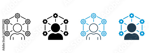 Ability Silhouette and Line Icon. Job Employee Training Talent Skill Pictogram. Capability Social Increase Expertise Icon. Management Efficiency. Editable Stroke. Isolated Vector Illustration
