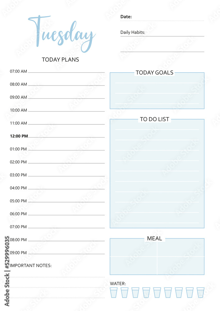 Daily Planner, Printable everyday planner, TO do list, Habit Tracer, Instant Download, A4, A5