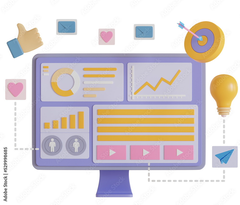 Business Marketing Dashboard 3d Illustration Business Marketing Dashboard 3d Illustration