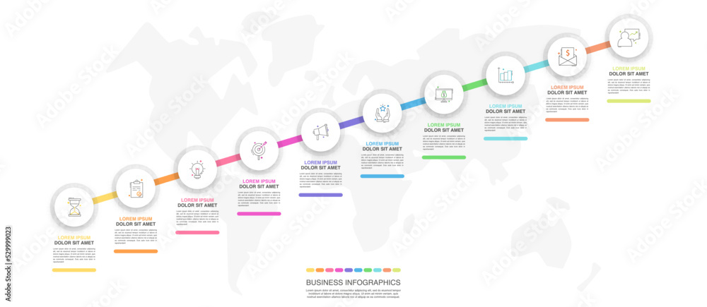 Obraz premium Circle vector infographic template with ten steps and options for annual reports, presentations, advertising, chart. Modern business illustration.
