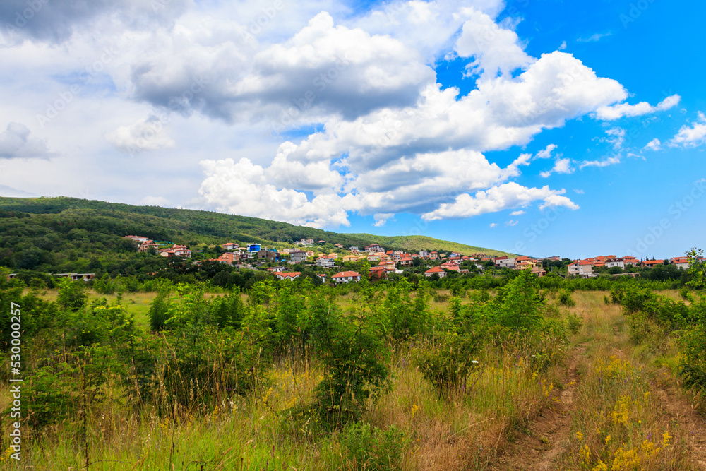 View of Sveti Vlas town and the Balkan mountains in Bulgaria View of Sveti Vlas town and the Balkan mountains in Bulgaria