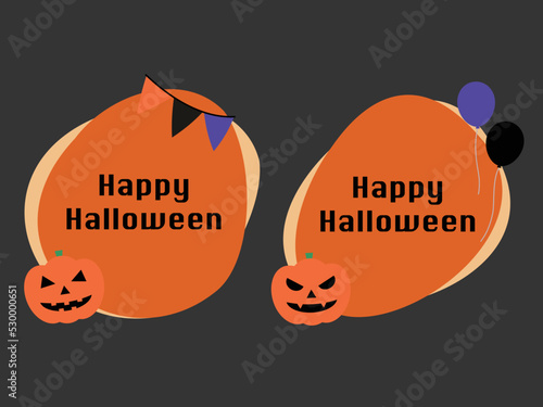 ハロウィンカボチャのラウンドフレームセット黒