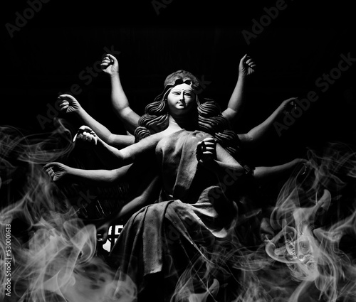 Konstfotografi Godess Durga idol in a Pandal