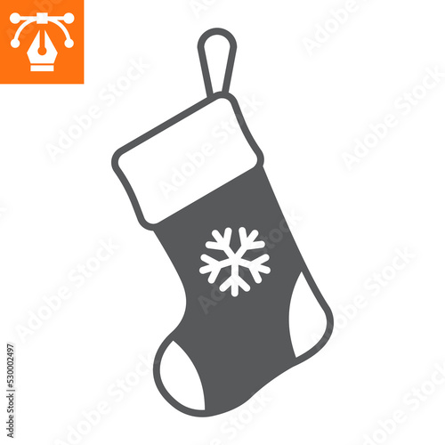 Christmas stocking solid icon, glyph style icon for web site or mobile app, new year and xmas, christmas sock vector icon, simple vector illustration, vector graphics with editable strokes.