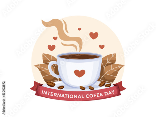 International Coffee Day, 1 October Vector Illustration.
Happy Coffee Day.