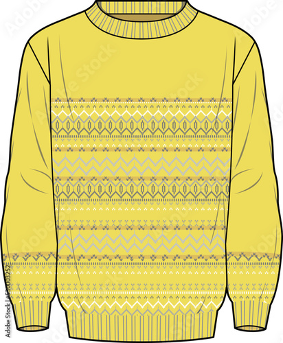 CARDIGAN SWEATER FAIR ISLE PATTERN VECTOR
