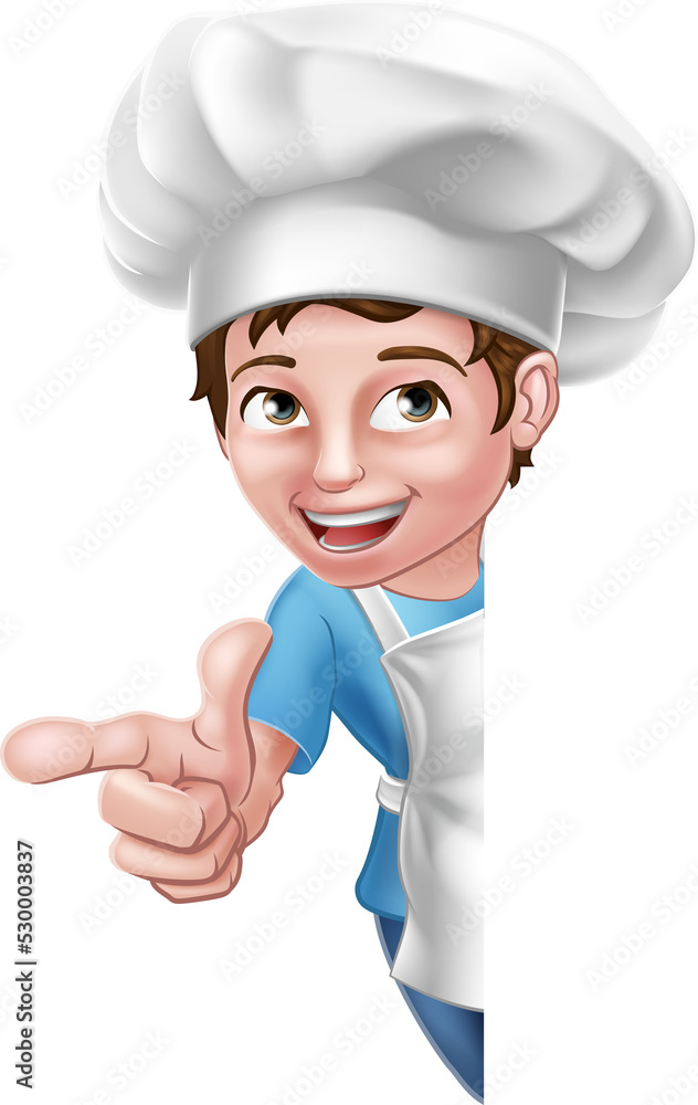 Kid Cartoon Boy Chef Cook Baker Child Sign Kid Cartoon Boy Chef Cook Baker Child Sign
