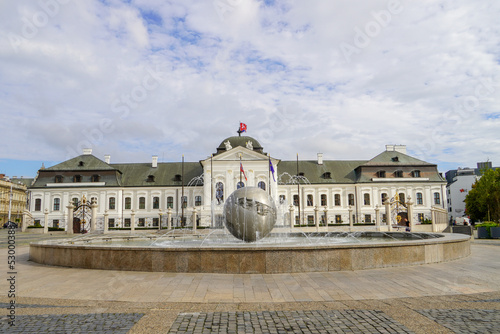 Bratislava, Slovakia - Aug 30, 2022:Grassalkovich Palace (Grasalkovicov Palac), Bratislava, Residence of the President of Slovakia photo