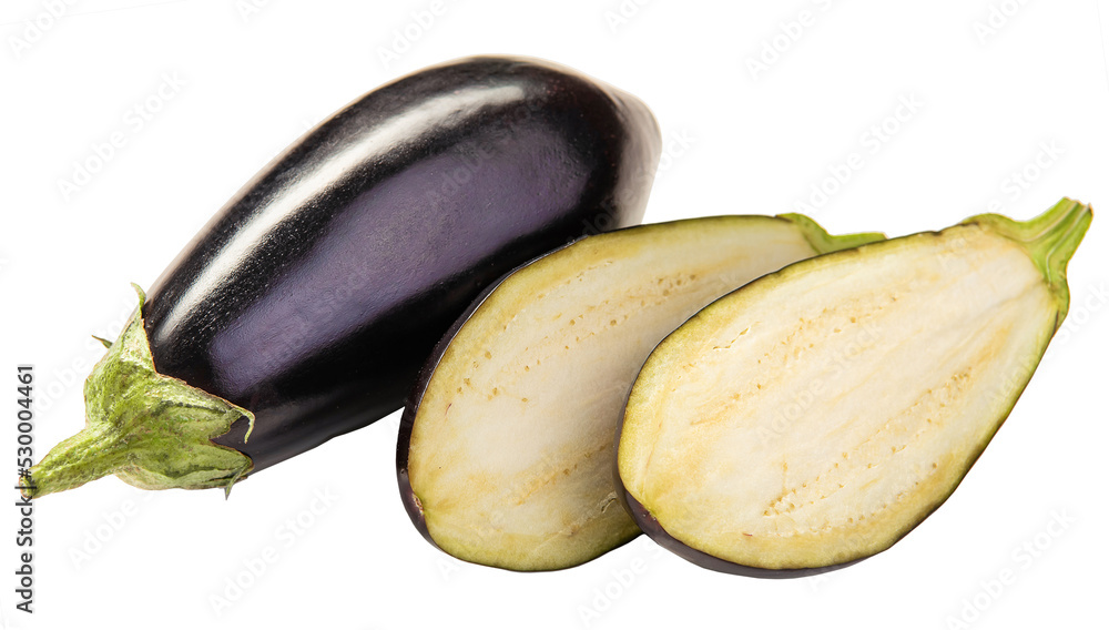 PNG, whole and cut eggplant