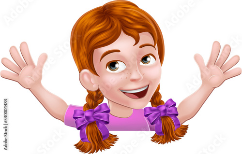 Girl Kid Cartoon Child Peek...