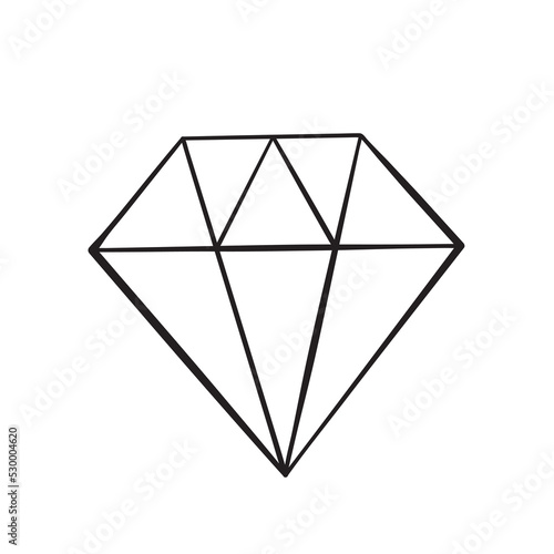 Isolated vector illustration of diamond gem. Cute thin line icon for design, cover etc.