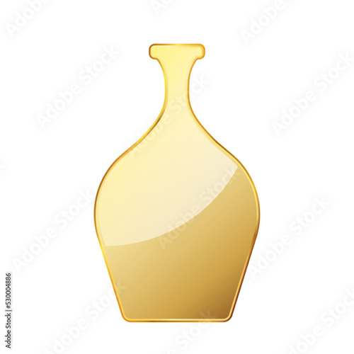 Golden vase. Shiny gold vase isolated on white background. Vector illustration.