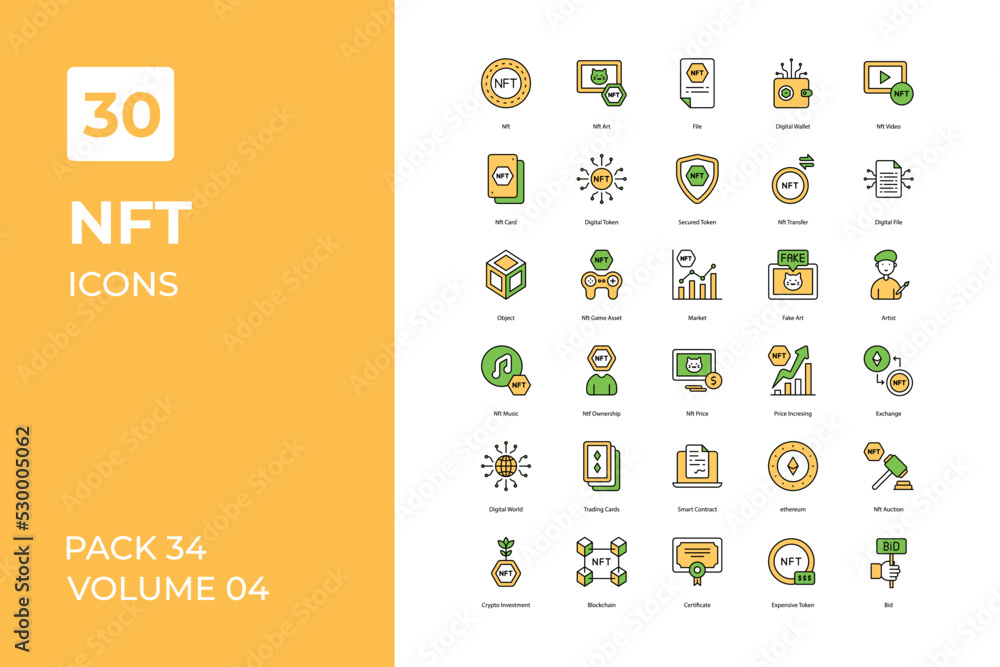 Fototapeta Nft icons collection. Set contains such Icons as crypto, cryptocurrency, currency, digital, and more