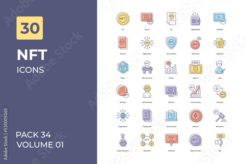 Nft icons collection. Set contains such Icons as crypto, cryptocurrency, currency, digital, and more