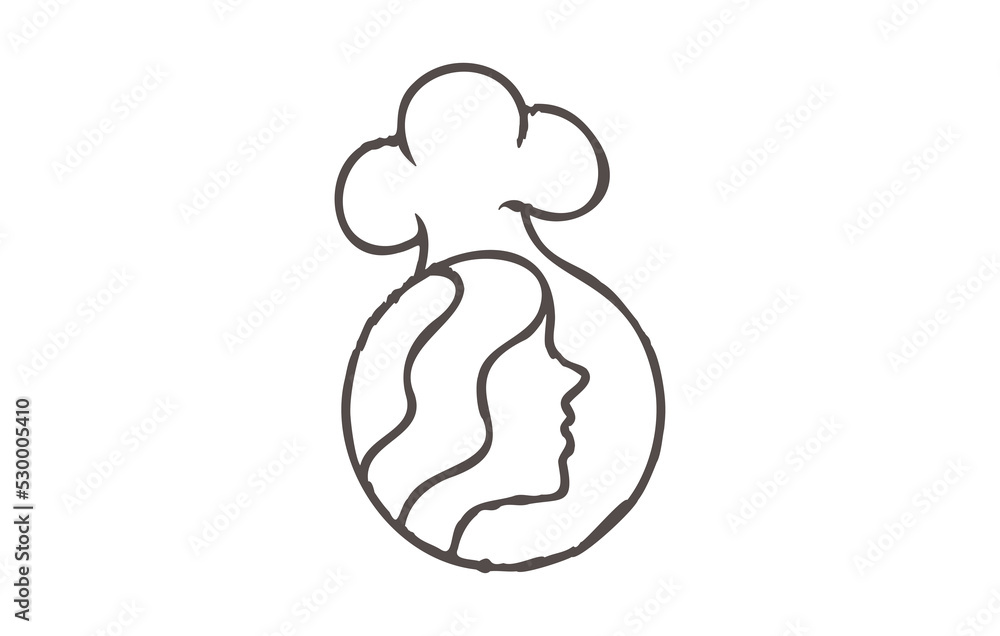 Woman Cooking Logo Design. Mom food Kitchen Icon Vector Woman Cooking Logo Design. Mom food Kitchen Icon Vector