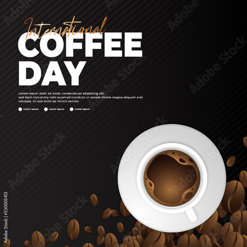 Modern and premium international coffee day greeting design