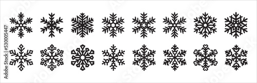 Snowflake icon set. Snowflakes vectors collection. Snow flake design template in various hexagonal shape. For paper cut craft and illustration.