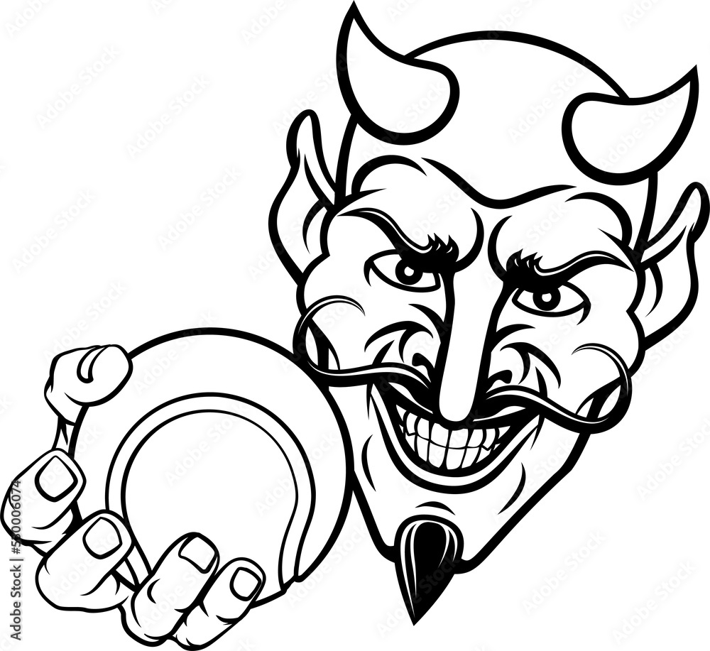 Obraz premium Devil Satan Tennis Ball Sports Mascot Cartoon