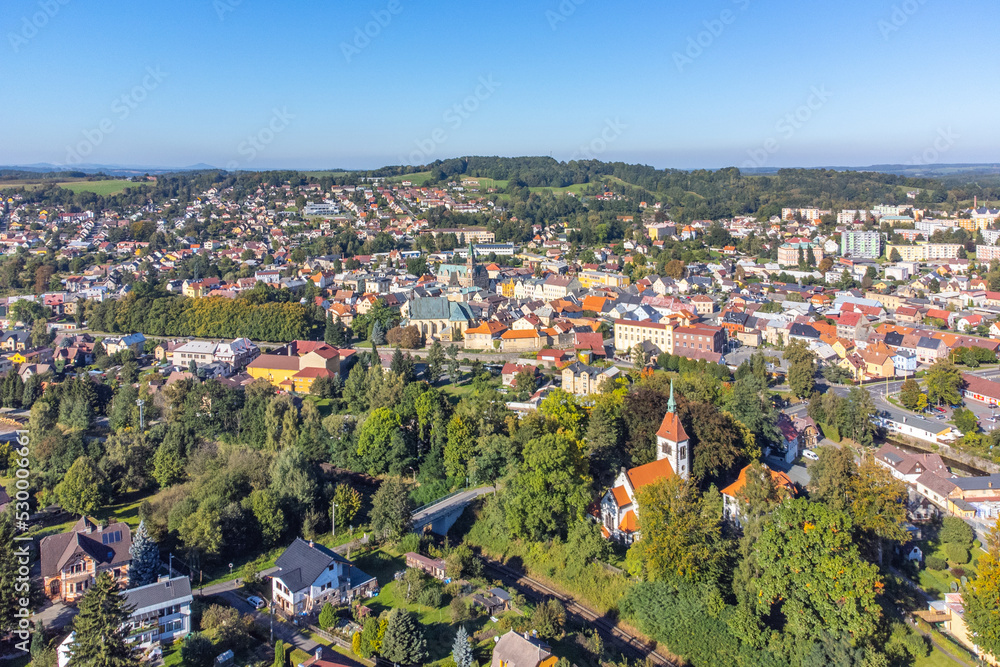 Fototapeta premium Aerial view of Frydlant v Cechach town