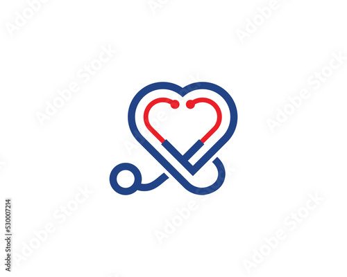 Heart with Medical Stethoscope logo Logo Concept sign icon symbol Element Design Line Art Style. Love, Health Care Logotype. Vector illustration logo template