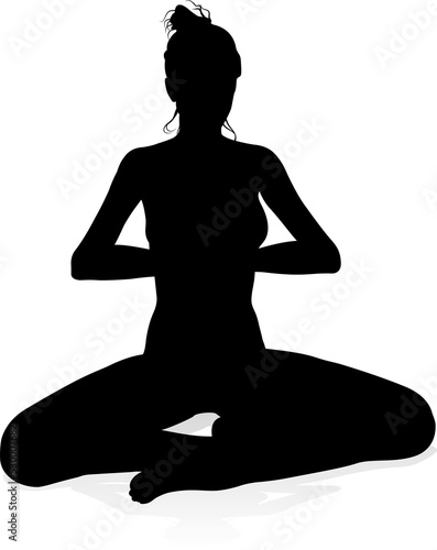 Yoga Pilates Pose Woman Sil...