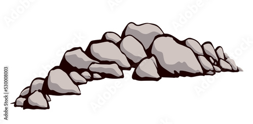 The stones lie on the ground. Vector drawing