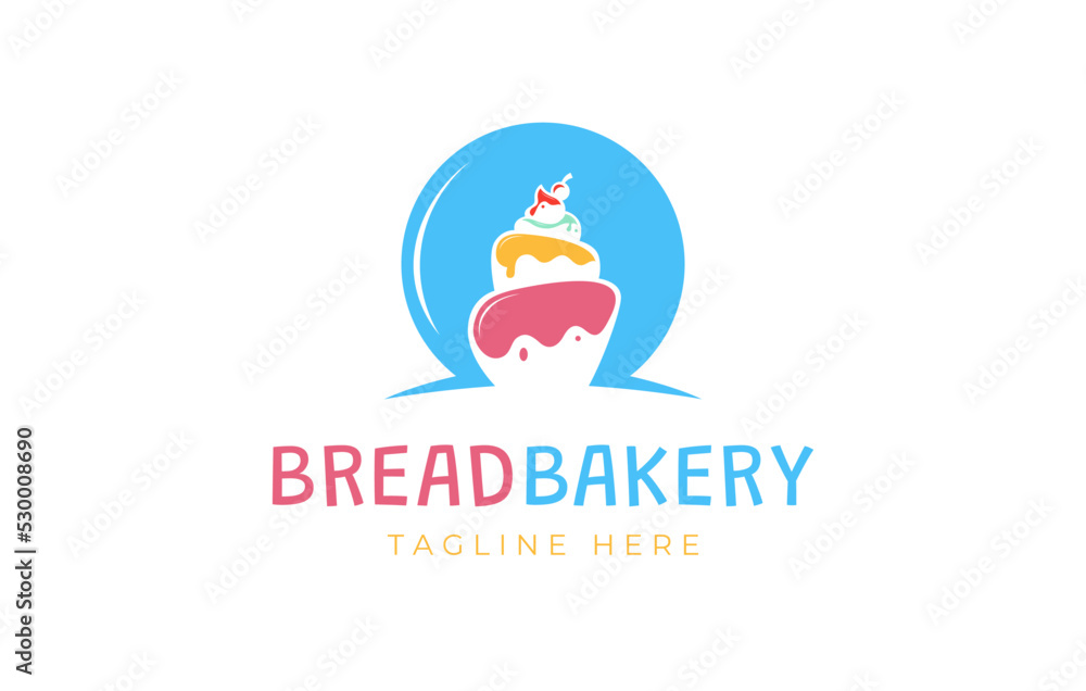 Fototapeta premium Birthday Cake, Sweet Cake, Cherry Cake Logo Template