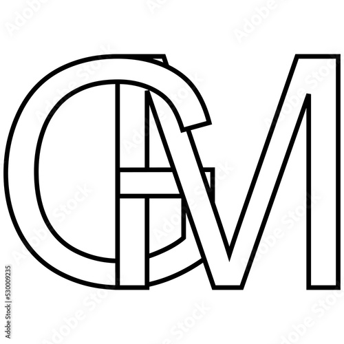 Logo sign gm mg icon nft interlaced letters g m