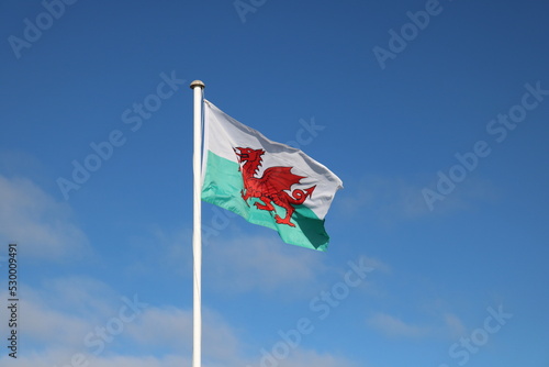 Welsh flag on sky