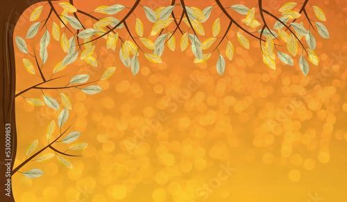 beautiful autumn background with yellow leaves on a tree