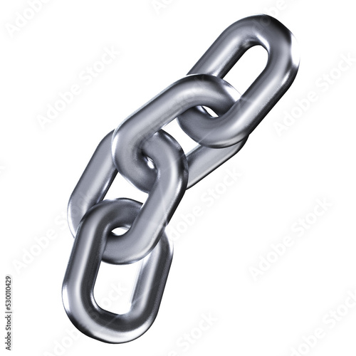 Chain with silver color illustration in 3D design