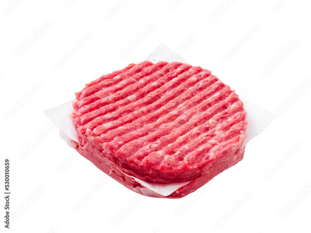 Two mixed pork and beef burgers separated by paper sheets isolated transparent png Two mixed pork and beef burgers separated by paper sheets isolated transparent png