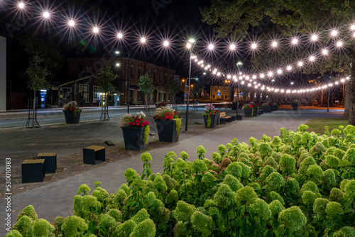 Latvia, Smiltene in the night lantern lights
