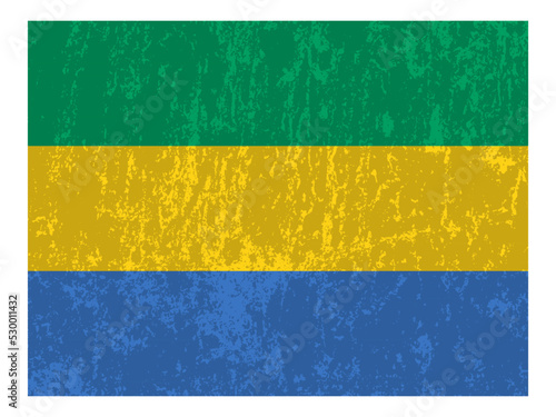 Gabon grunge flag, official colors and proportion. Vector illustration.
